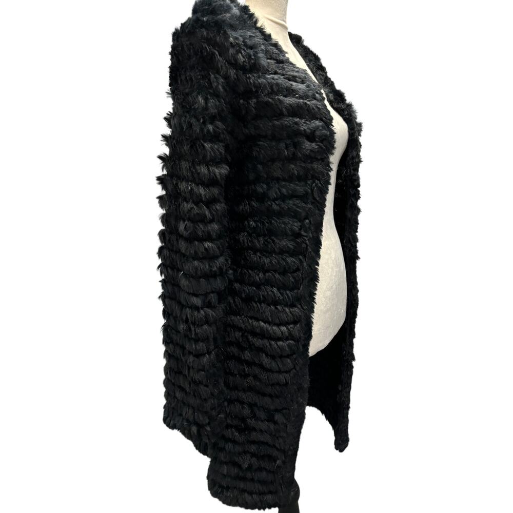 Adrienne Landau Black Fur Cardigan Size S - Picture 5 of 7